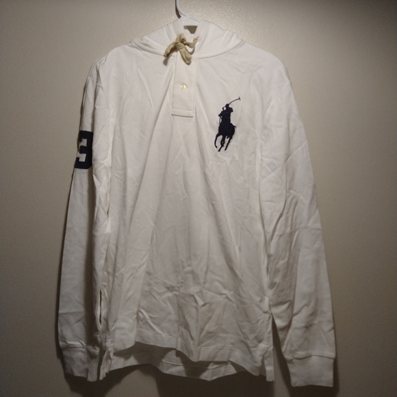 Polo Ralph Lauren Other - Polo Ralph Lauren White Big Pony Hooded Polo Parka Pullover Shirt